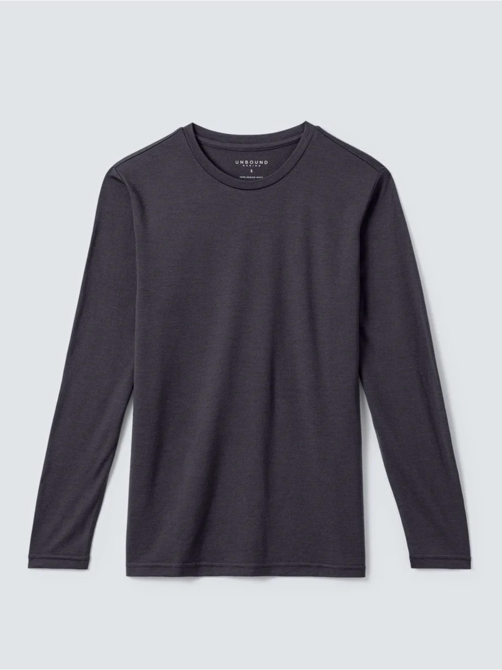 Unbound Goods Men's Long-Sleeve Crew Tee — Charcoal